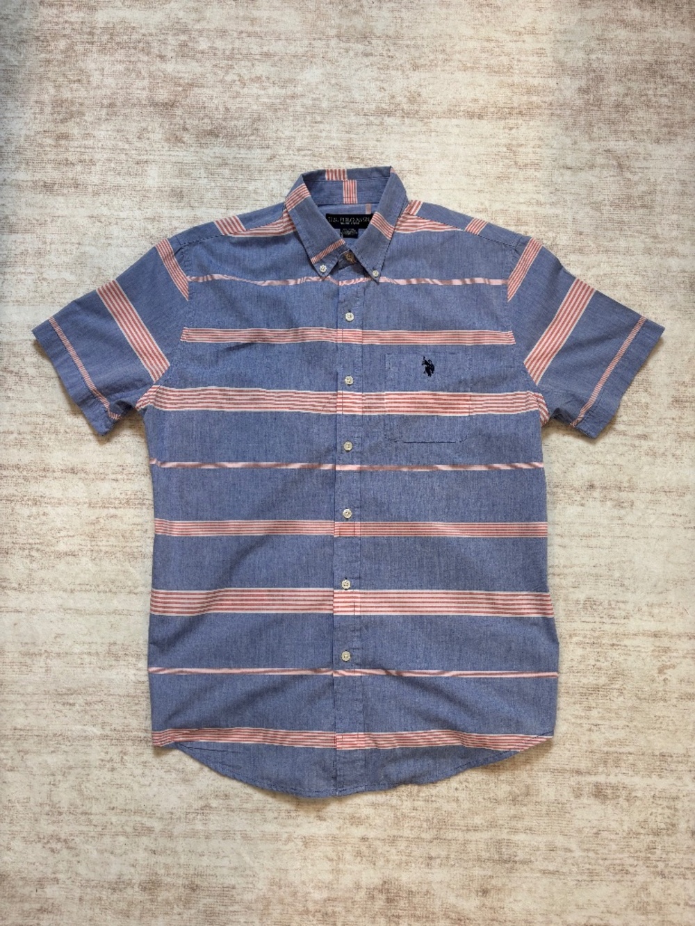 U.S. Polo Assn. Striped Short Sleeve Button Up Men's Medium